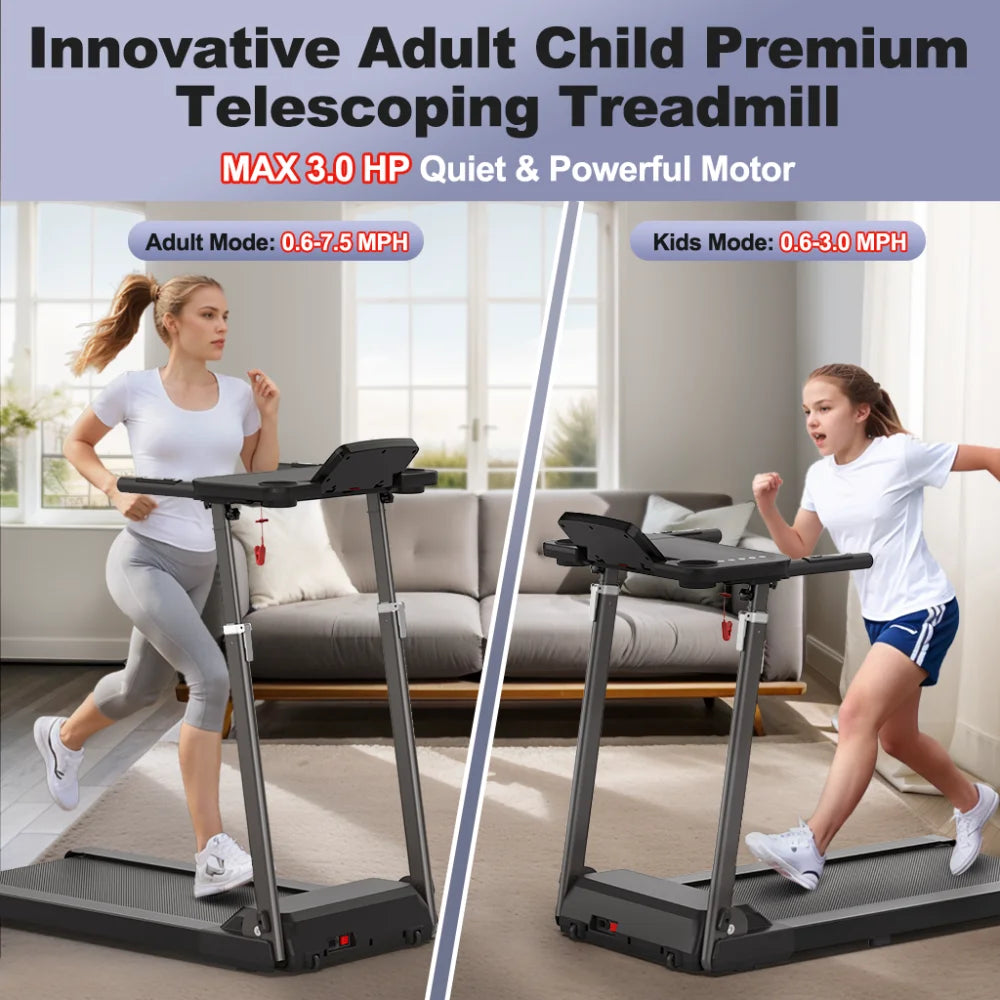 Adjustable Height Folding Treadmill