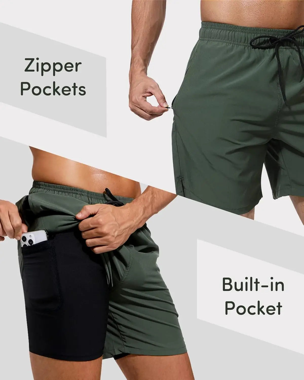 Mens Running Shorts 2 in 1 with Compression