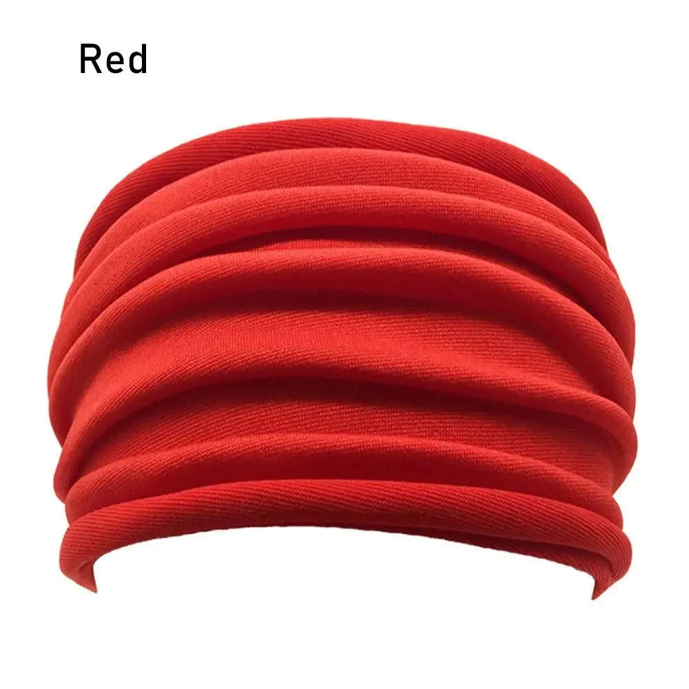 Solid Color Women Wide Sports Fold Yoga Nonslip Headband Stretch Hairband Elastic Running Turban Running Headwrap Accessories