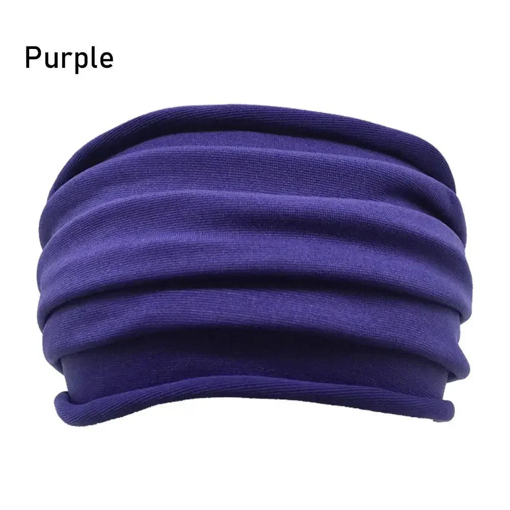 Solid Color Women Wide Sports Fold Yoga Nonslip Headband Stretch Hairband Elastic Running Turban Running Headwrap Accessories