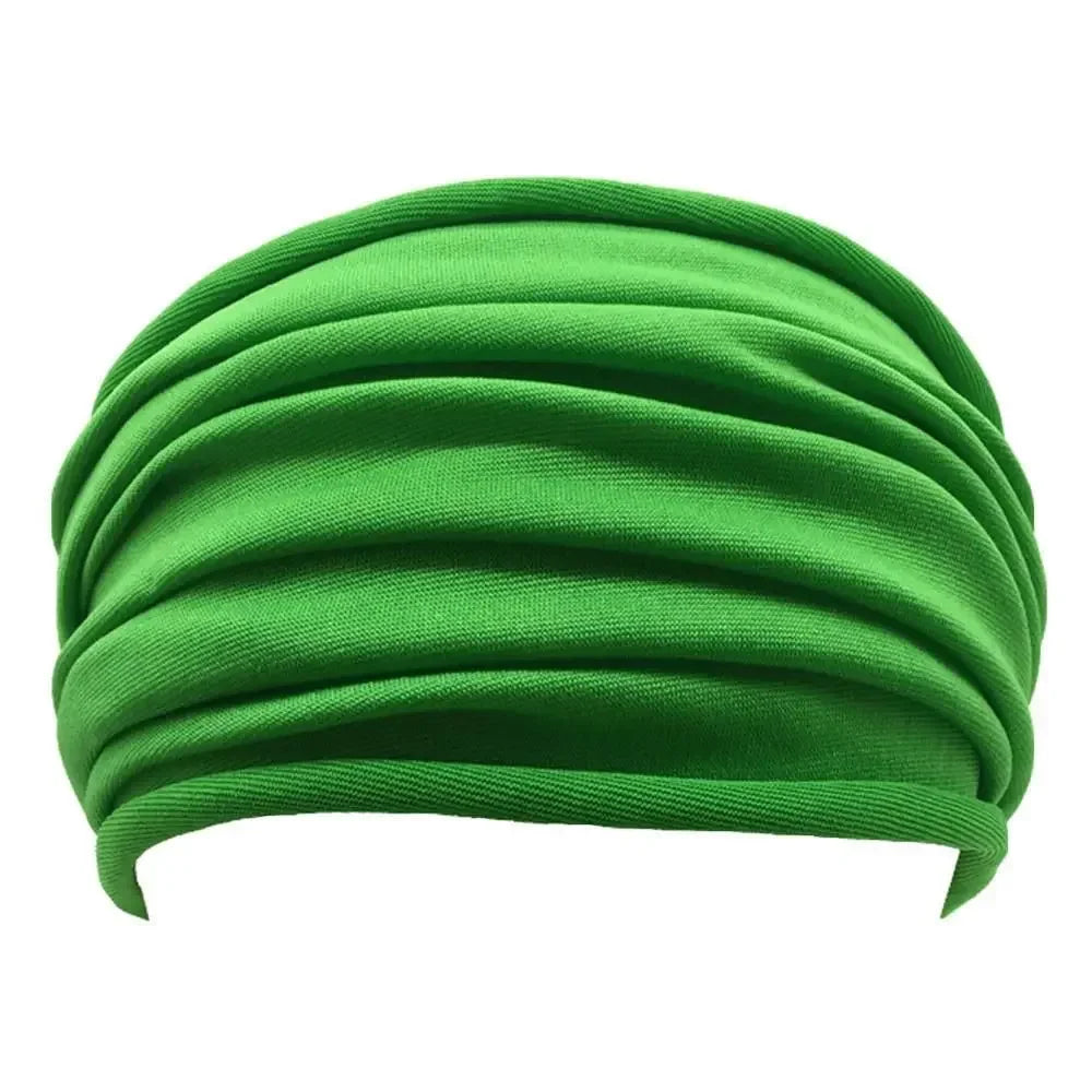 Solid Color Women Wide Sports Fold Yoga Nonslip Headband Stretch Hairband Elastic Running Turban Running Headwrap Accessories