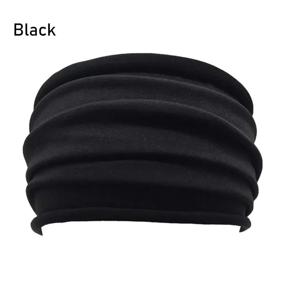 Solid Color Women Wide Sports Fold Yoga Nonslip Headband Stretch Hairband Elastic Running Turban Running Headwrap Accessories